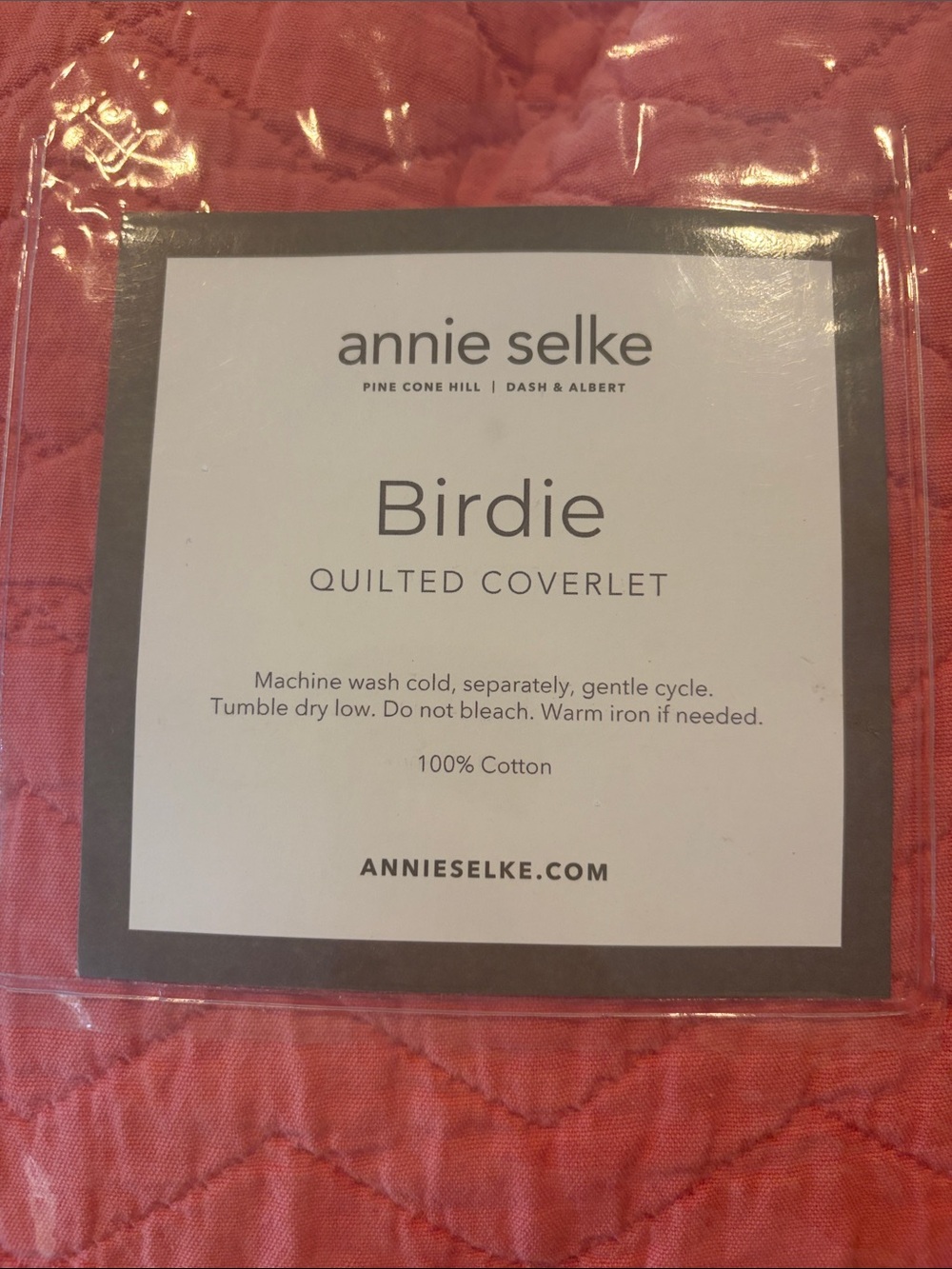 Annie Selke Birdie Quilted Coverlet in Coral